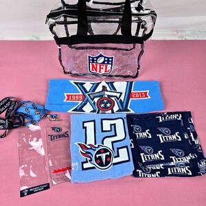 Tennessee Titans NFL Clear Tote Bag 12th Titan Towel Pennants Lanyard Set 7 pcs.